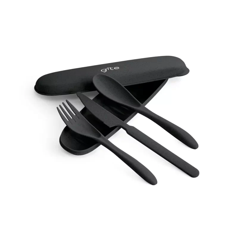 Conjunto de Talheres Fibra de Bambu Preto